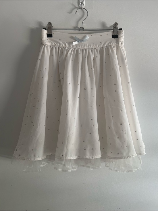 Ank Rouge Dresses & Skirts - Ank Rouge White Star & Moon Blue Bow Flowy A-Line Skirt